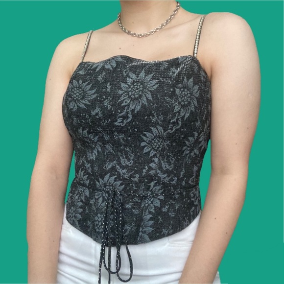 Vintage Tops - VTG 90s Sparkly Corset Style Disco Top ✨✨